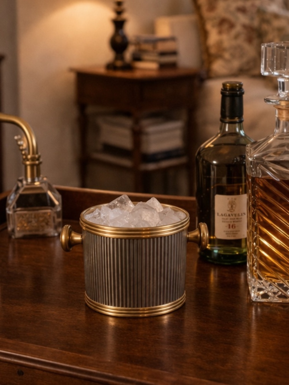 Vintage Brass & Silver Metal Ice Bucket